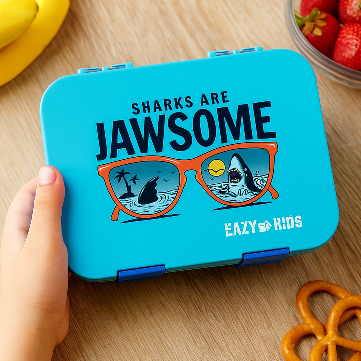 إيزي كيدز علبة غداء بنتو قابلة للتحويل 6 و 4 أقسام بتصميم جاوسوم باللون الأزرق للجنسين من عمر 3 إلى 4 سنوات