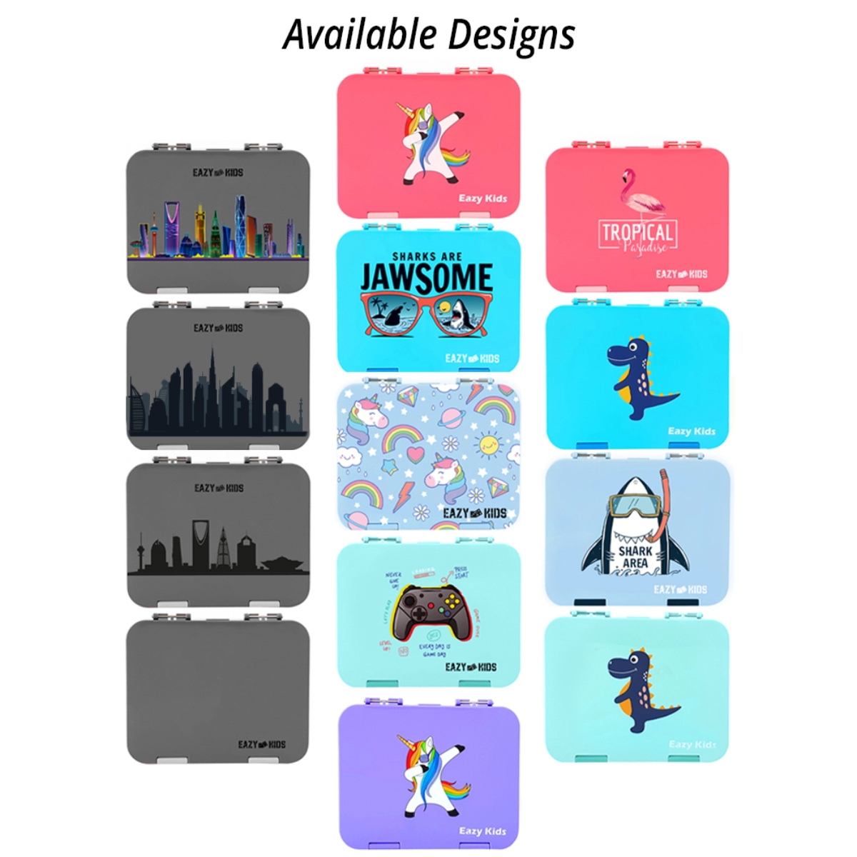 إيزي كيدز علبة غداء بنتو قابلة للتحويل 6 و 4 أقسام بتصميم جاوسوم باللون الأزرق للجنسين من عمر 3 إلى 4 سنوات