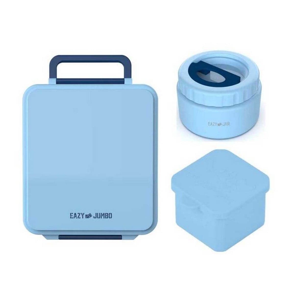 Eazy Kids Blue Jumbo Bento Lunch Box & Thermos with Dip Jar