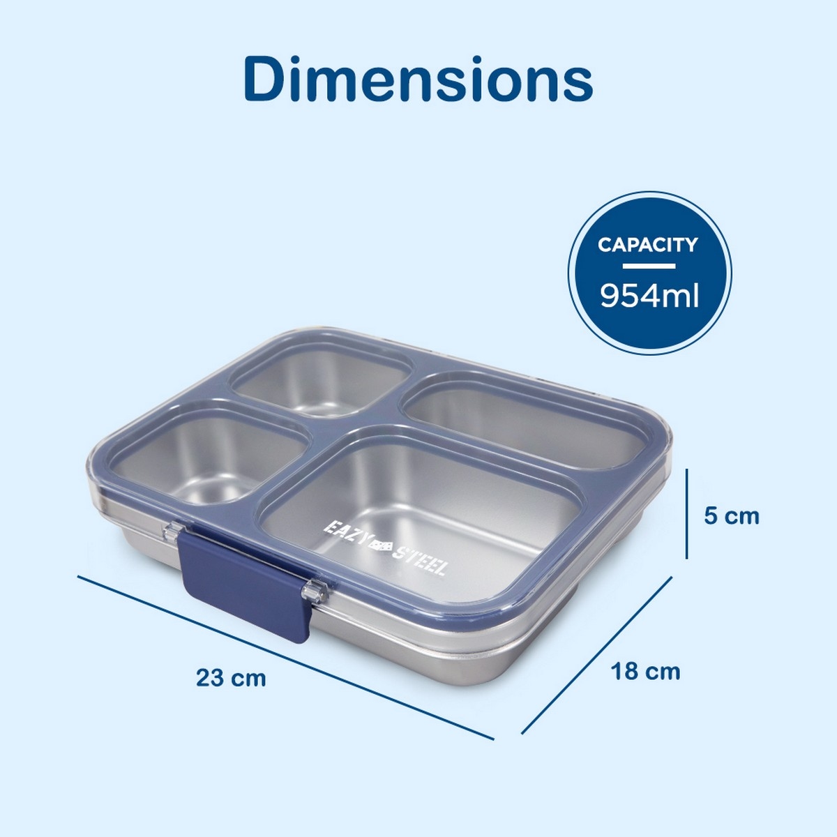 Eazy Kids Stainless Steel Bento Lunch Box with Tritan Lid