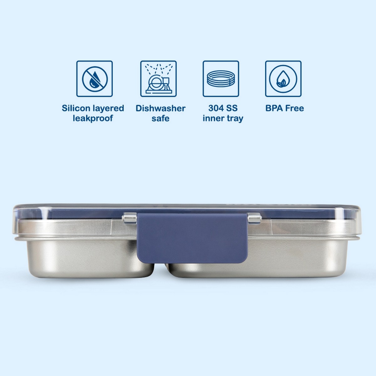 Eazy Kids Stainless Steel Bento Lunch Box with Tritan Lid