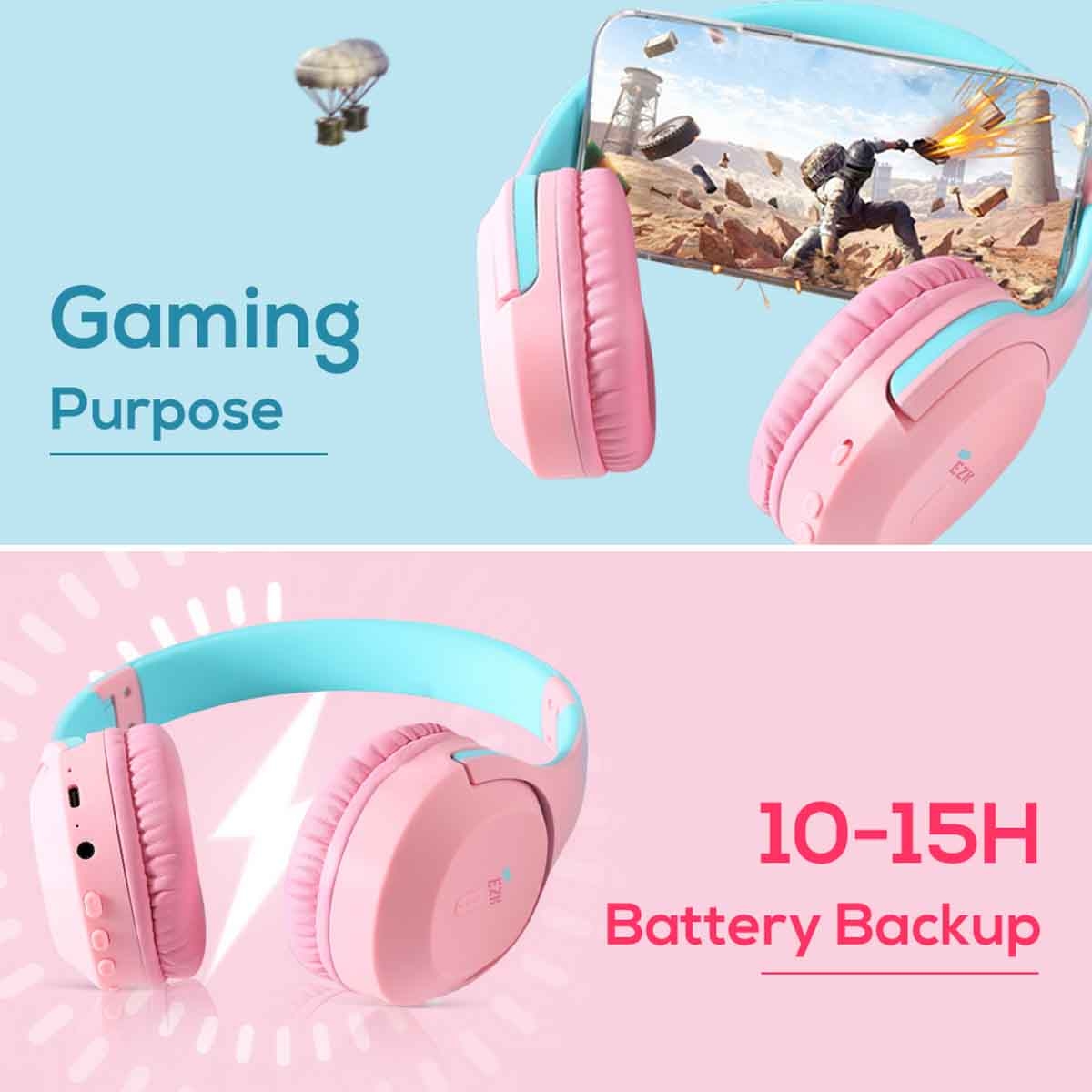 إيزي كيدز سماعة بلوتوث لاسلكية إصدار 5.4 باللون الوردي