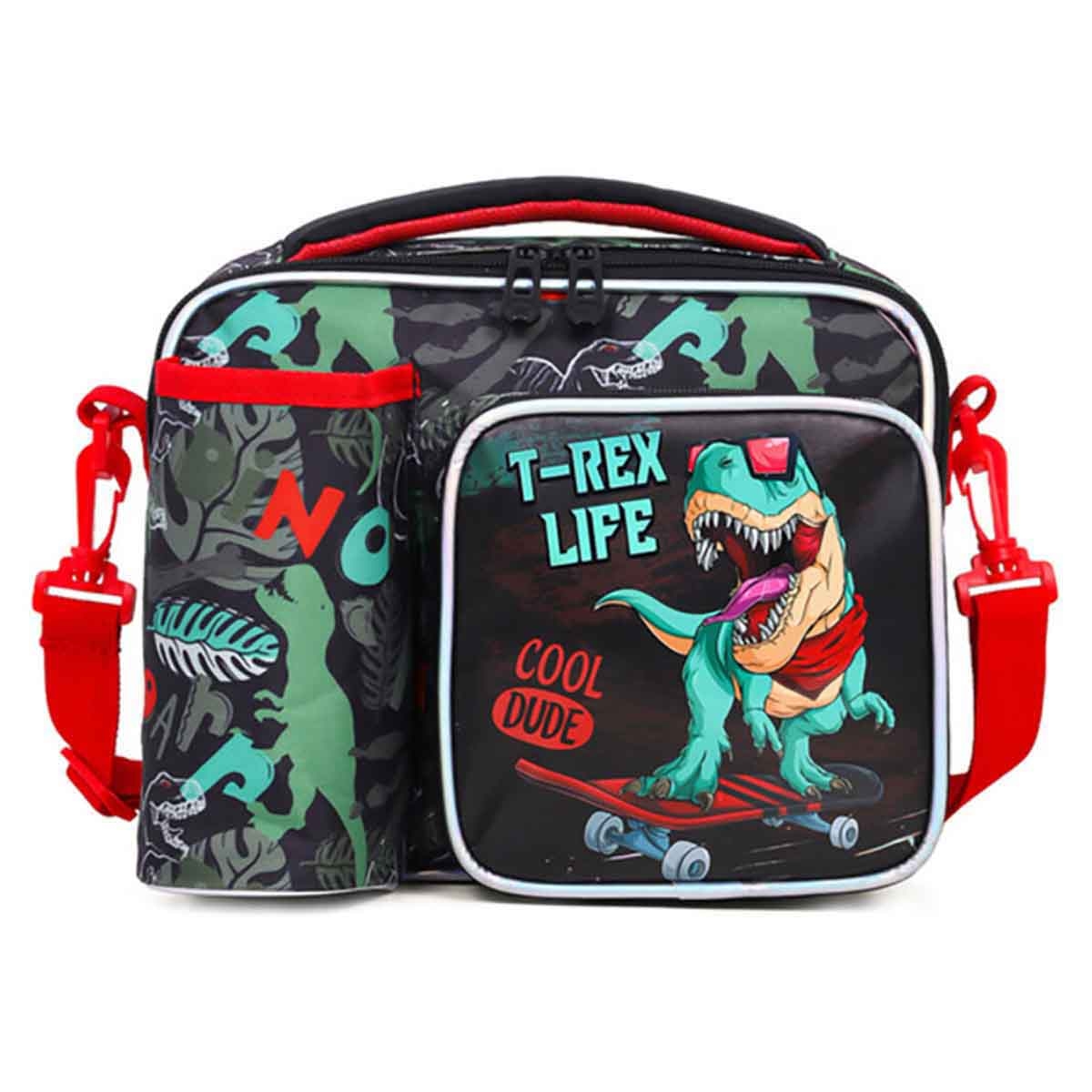 Eazy Kids Green Bottle & Lunch Bag Dinosaur