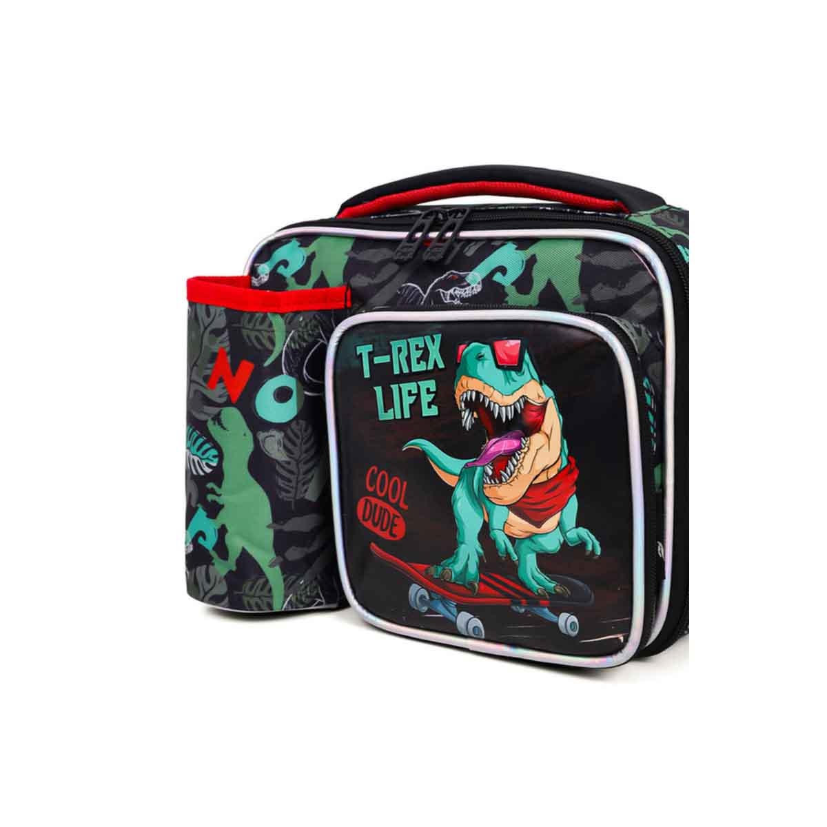 Eazy Kids Green Bottle & Lunch Bag Dinosaur