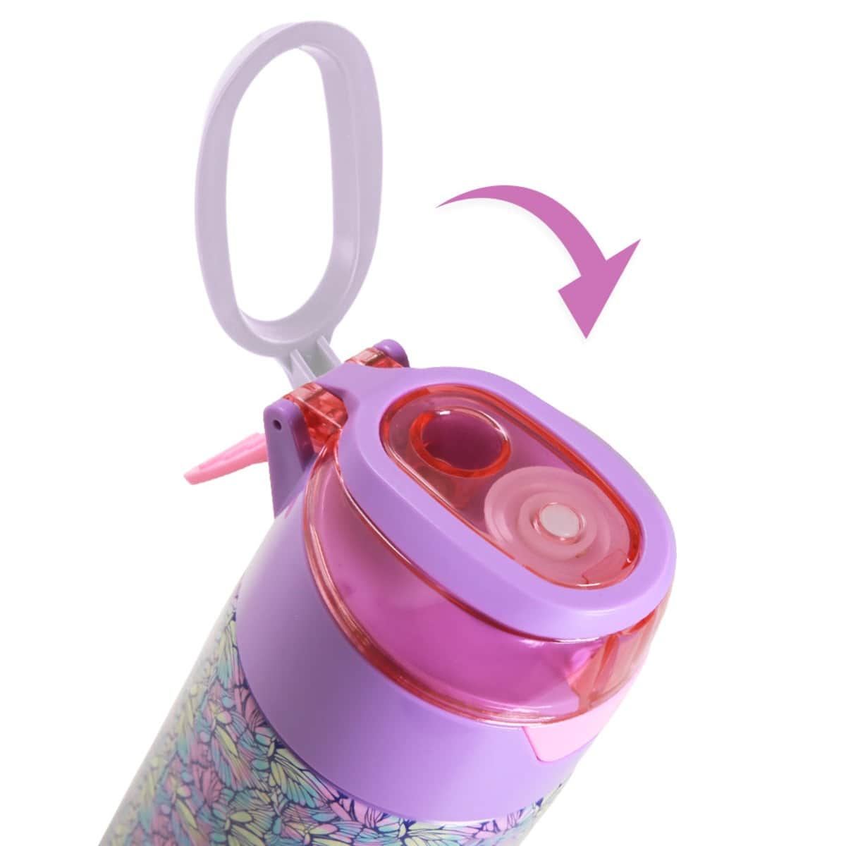Eazy Kids Butterfly 6 & 4 Convertible Bento Lunch Box with Water Bottle, Spoon, Fork & Alphabet Stickers Set