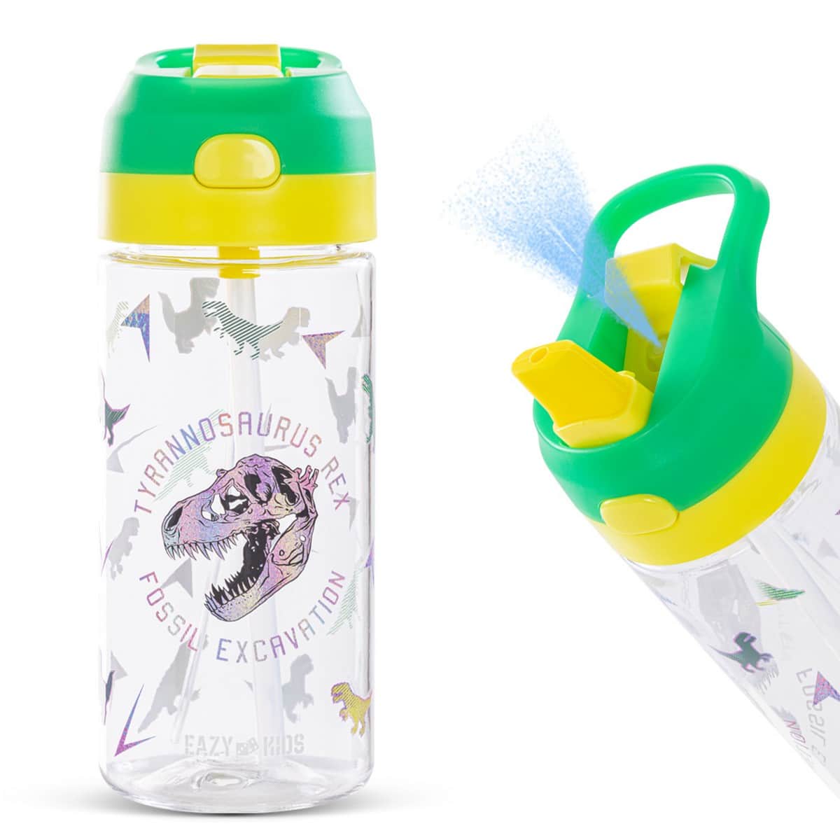 Eazy Kids Dino School Bag & Bento Lunch Box with Spray Water Bottle