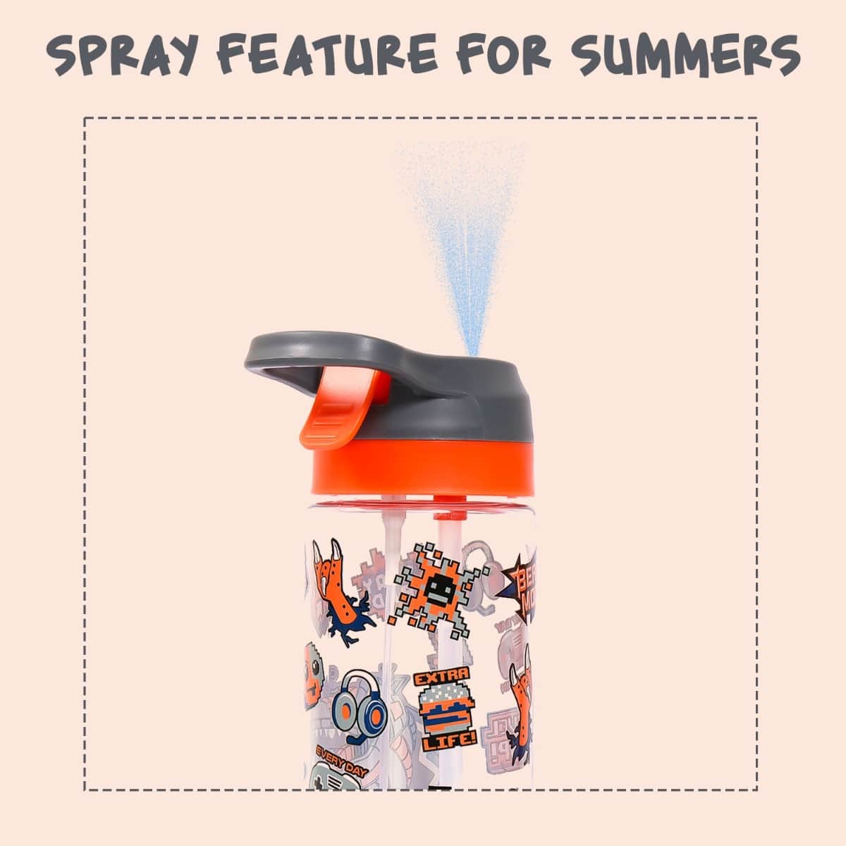 Eazy Kids Dinosaur 750ml Tritan Spray Water Bottle