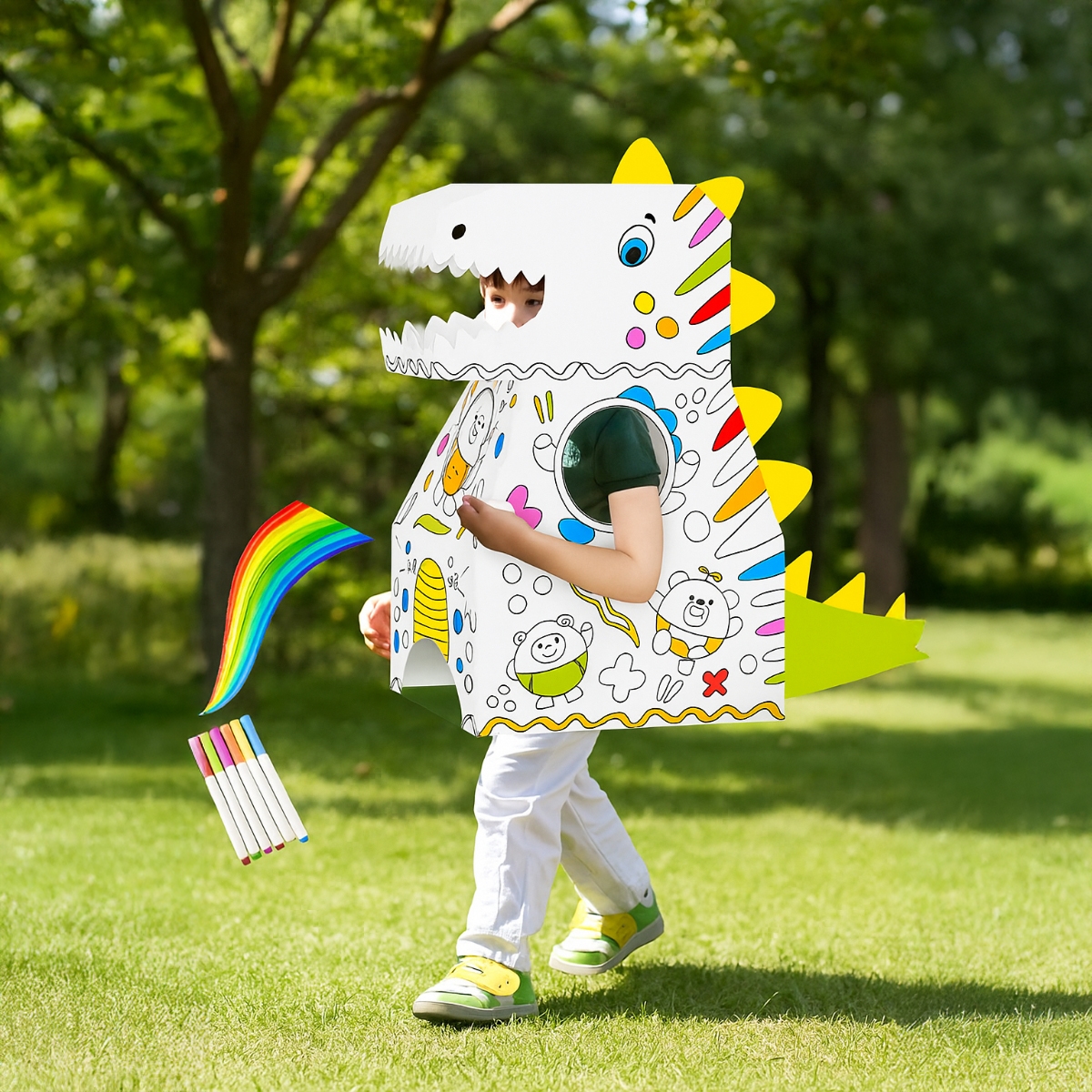 إيزي كيدز تلوين ديناصور DIY دودل قابل للارتداء للجنسين من عمر 3 إلى 4 سنوات