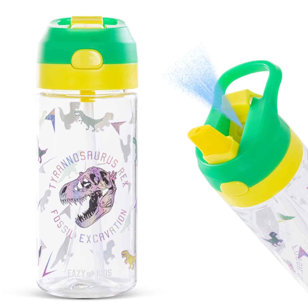 Eazy Kids 500ml Dinosaur Tritan Water Bottle with Spray
