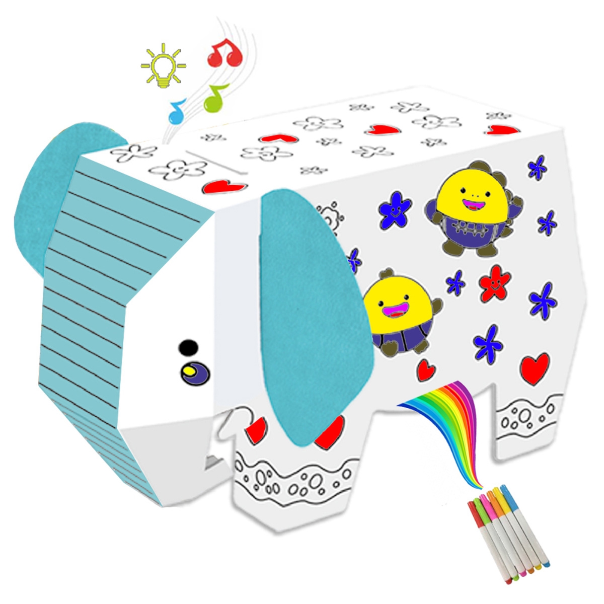 Eazy Kids DIY Doodle Coloring Elephant Arts Kit Unisex, 3-4 Years