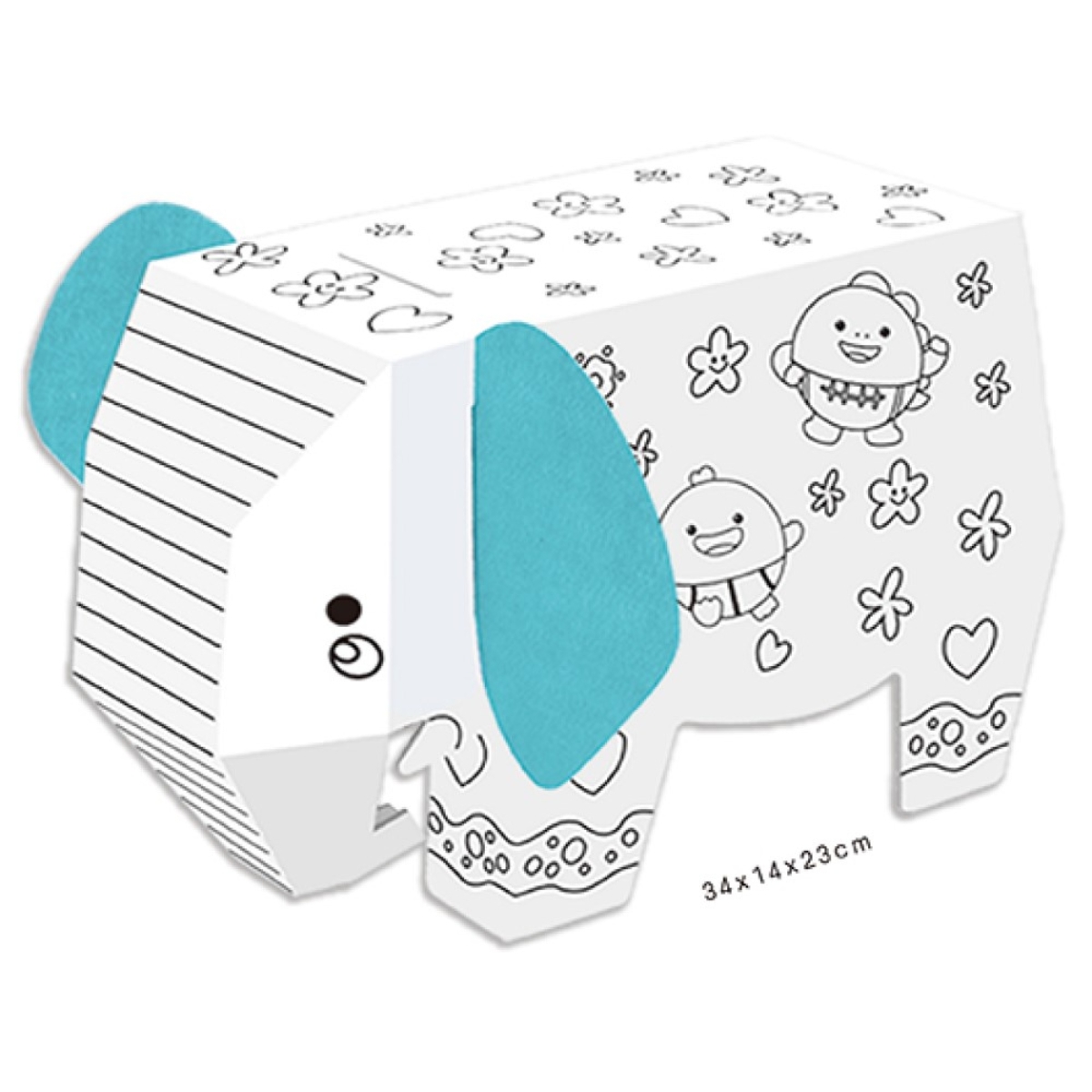 Eazy Kids DIY Doodle Coloring Elephant Arts Kit Unisex, 3-4 Years