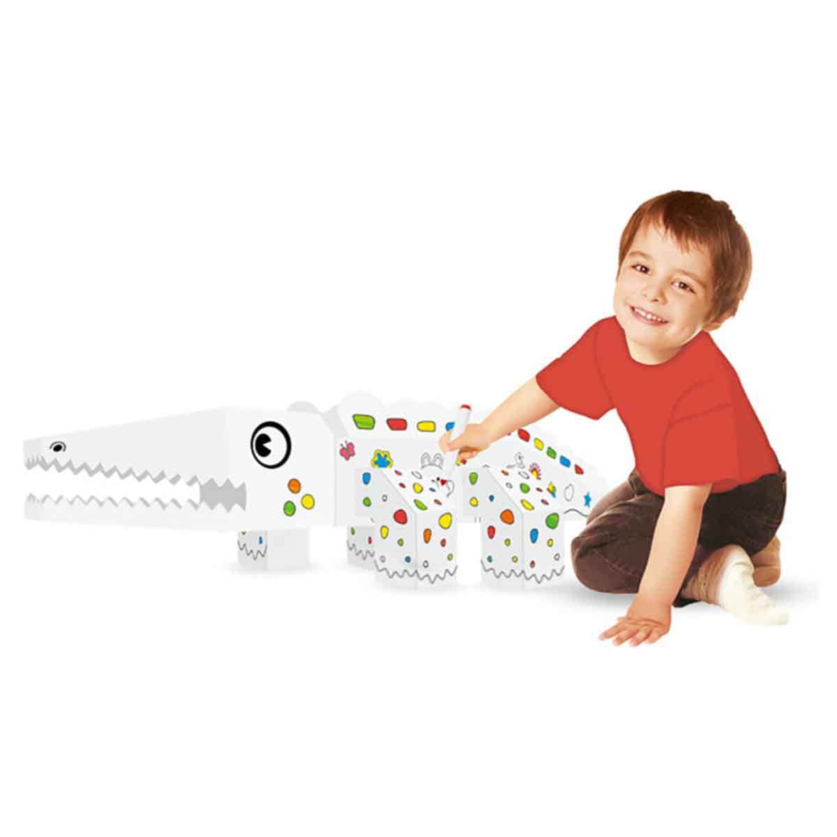 Eazy Kids Crocodile DIY Doodle Coloring Kit with 6 Sketch Pens