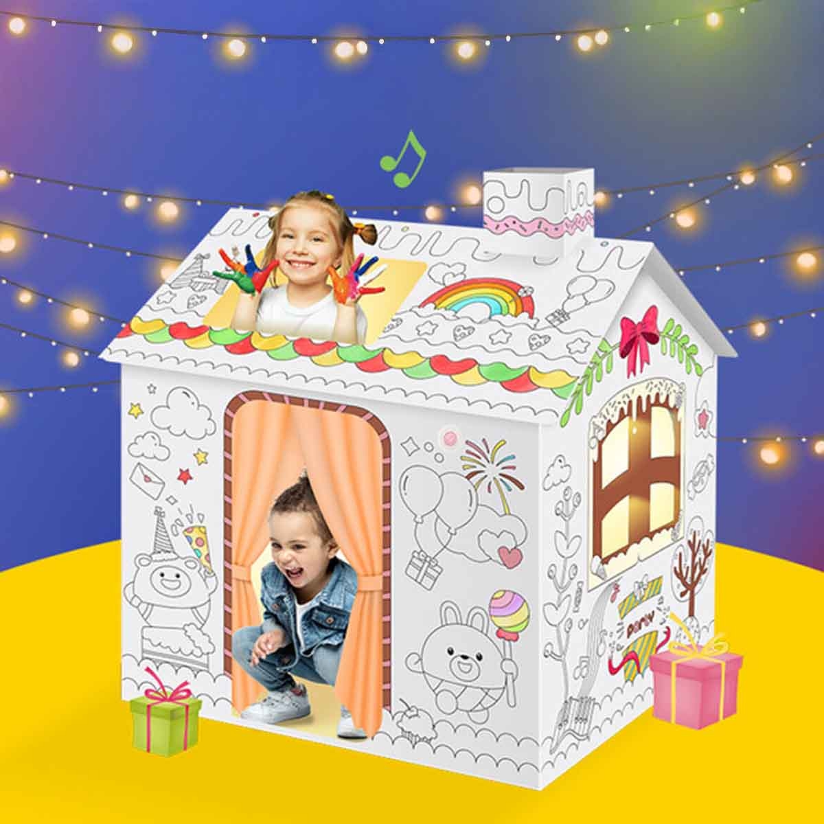 Eazy Kids Happy Birthday House DIY Doodle Coloring Kit with 6 Sketch Pens