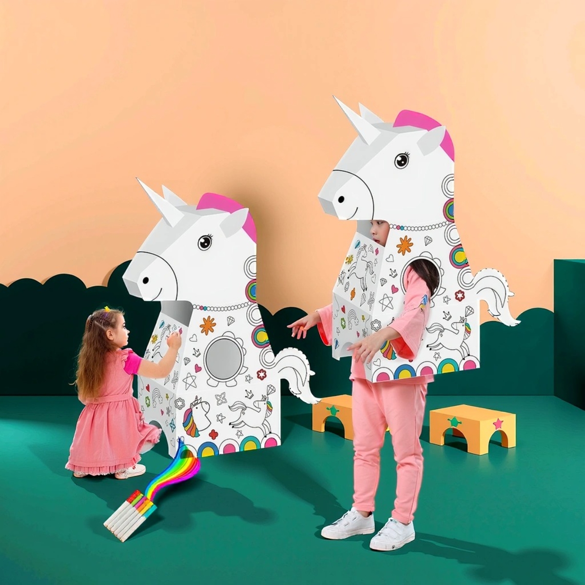 Eazy Kids Doodle Art & Craft Coloring Wearable Unicorn Set Unisex, 3-4 Years