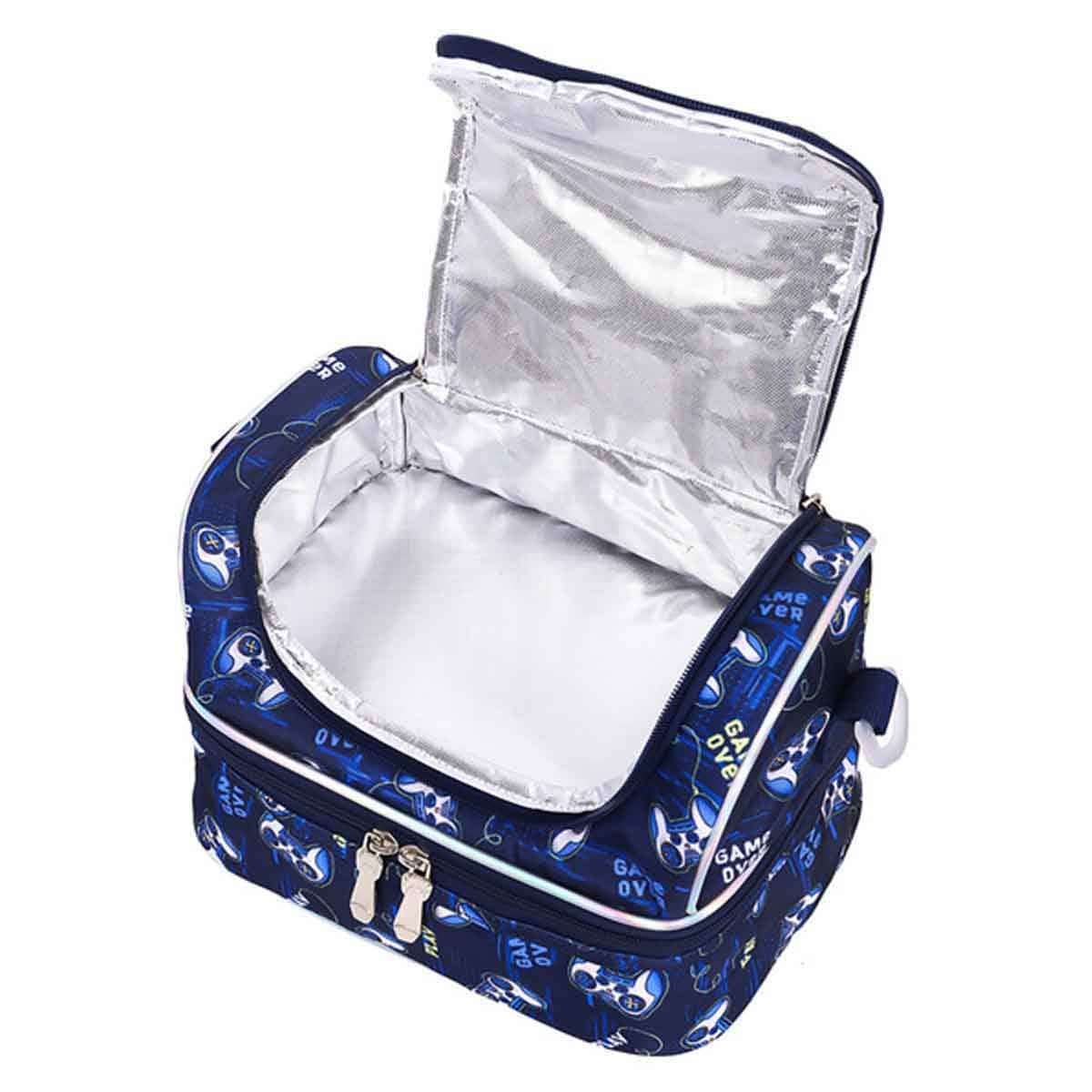 Eazy Kids Dual Compartment Blue Lunch Bag Gamer