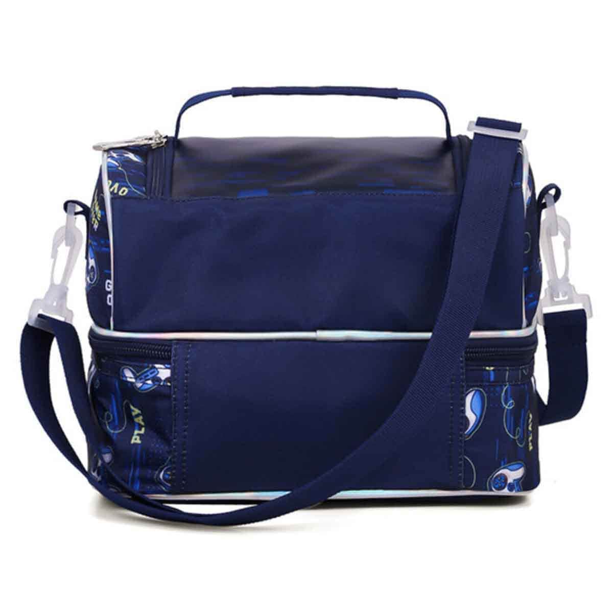 Eazy Kids Dual Compartment Blue Lunch Bag Gamer