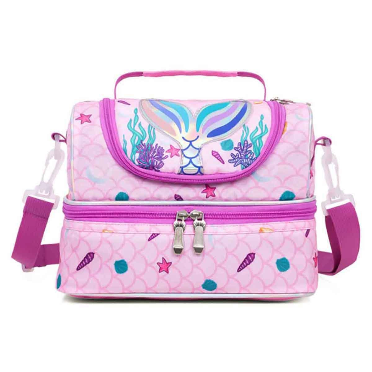 Eazy Kids Mermaid Purple Dual Compartment Lunch Bag