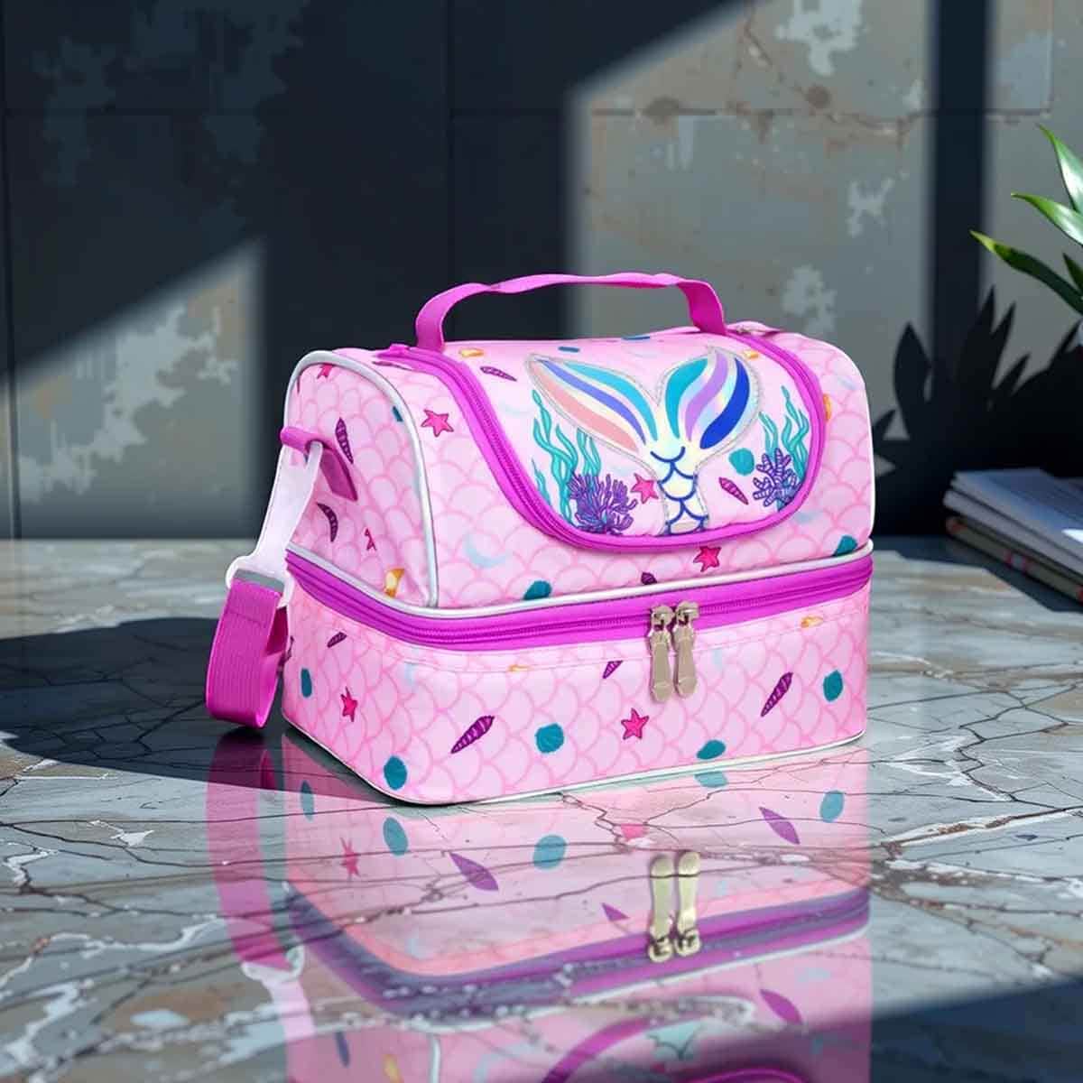 Eazy Kids Mermaid Purple Dual Compartment Lunch Bag