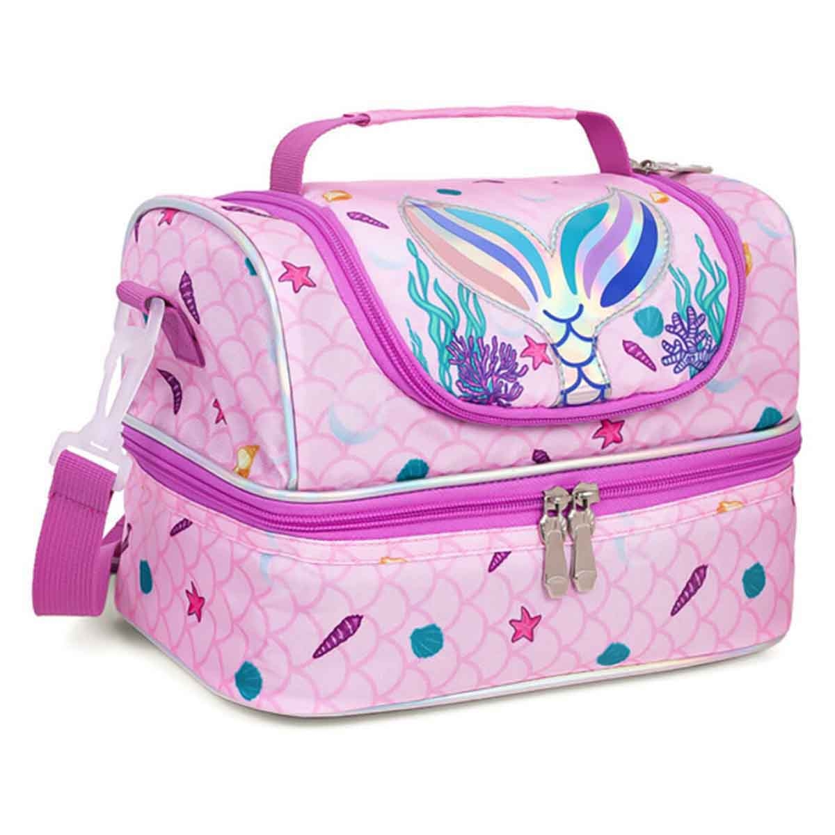 Eazy Kids Mermaid Purple Dual Compartment Lunch Bag