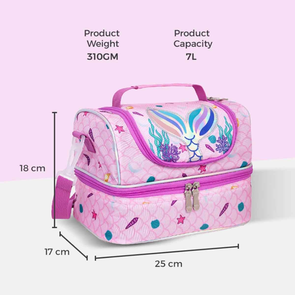 Eazy Kids Mermaid Purple Dual Compartment Lunch Bag