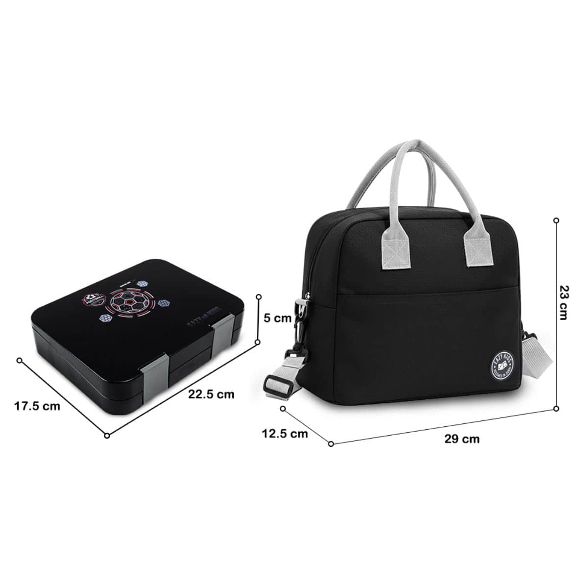 Eazy Kids Football Convertible Bento Lunch Box with Insulated Lunch Bag