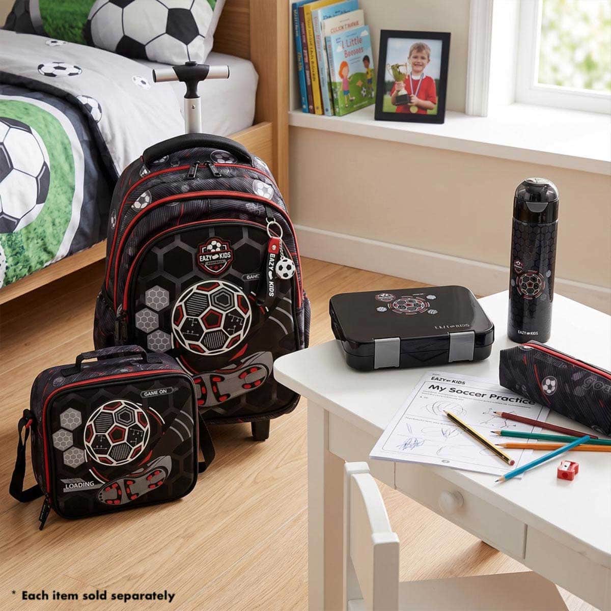 Eazy Kids Football Convertible Bento Lunch Box with Insulated Lunch Bag