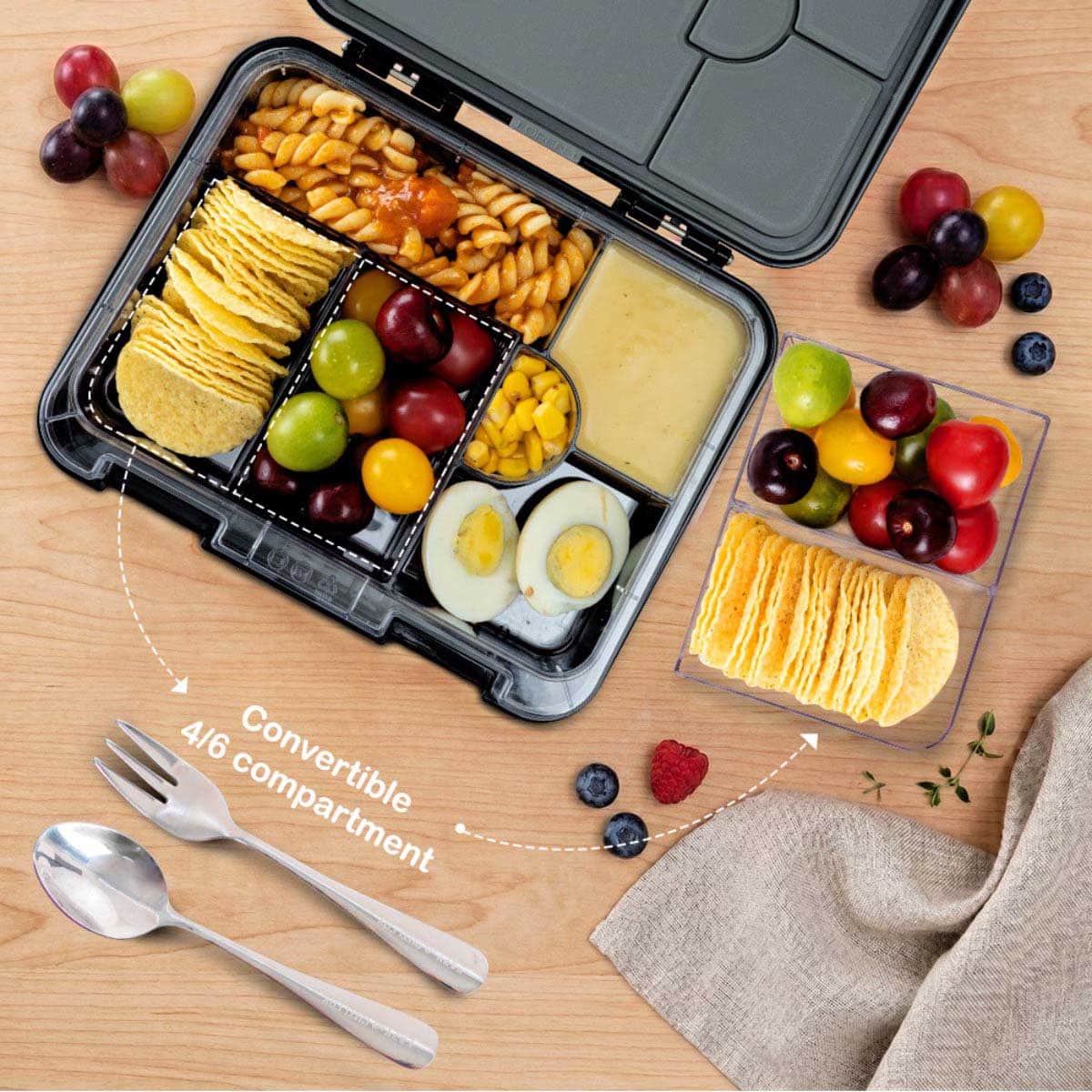 Eazy Kids Football Convertible Bento Lunch Box with Insulated Lunch Bag