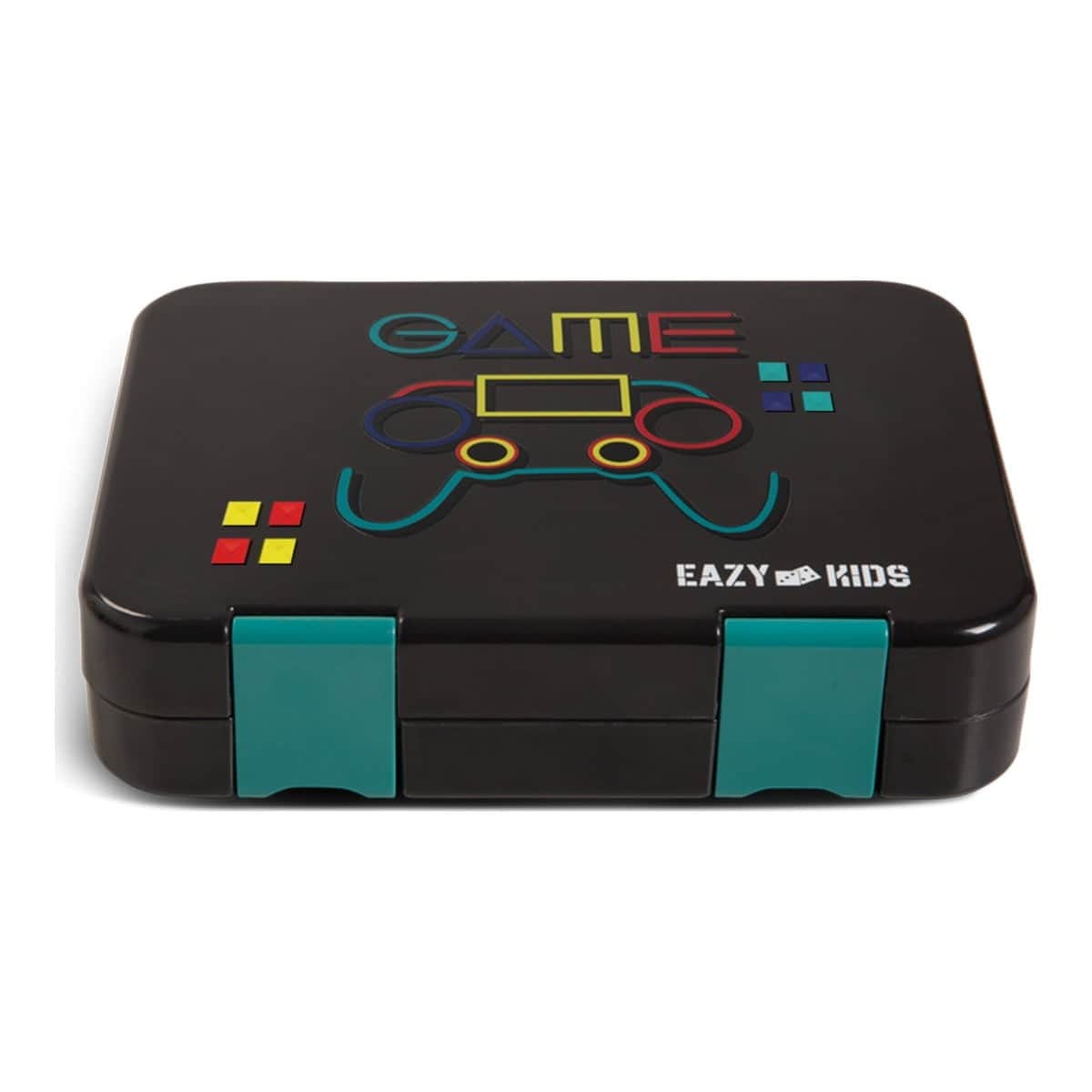 Eazy Kids Gamer 6 & 4 Convertible Bento Lunch Box with Spoon, Fork & Alphabet Stickers Set