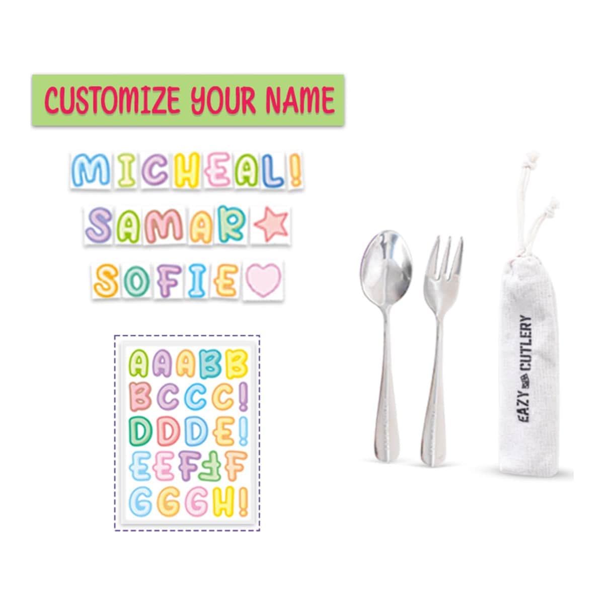Eazy Kids Gamer 6 & 4 Convertible Bento Lunch Box with Water Bottle, Spoon, Fork & Alphabet Stickers Set