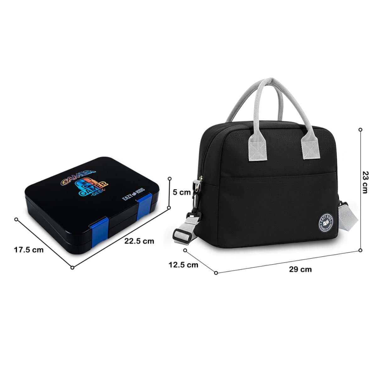 Eazy Kids Gamer Convertible Bento Lunch Box with Insulated Lunch Bag