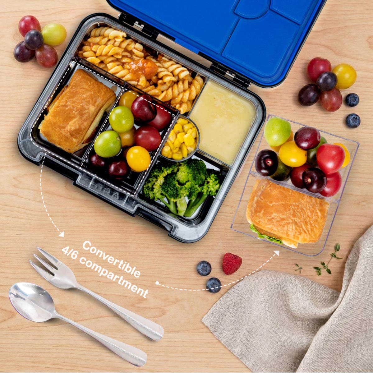 Eazy Kids Gamer Convertible Bento Lunch Box with Insulated Lunch Bag
