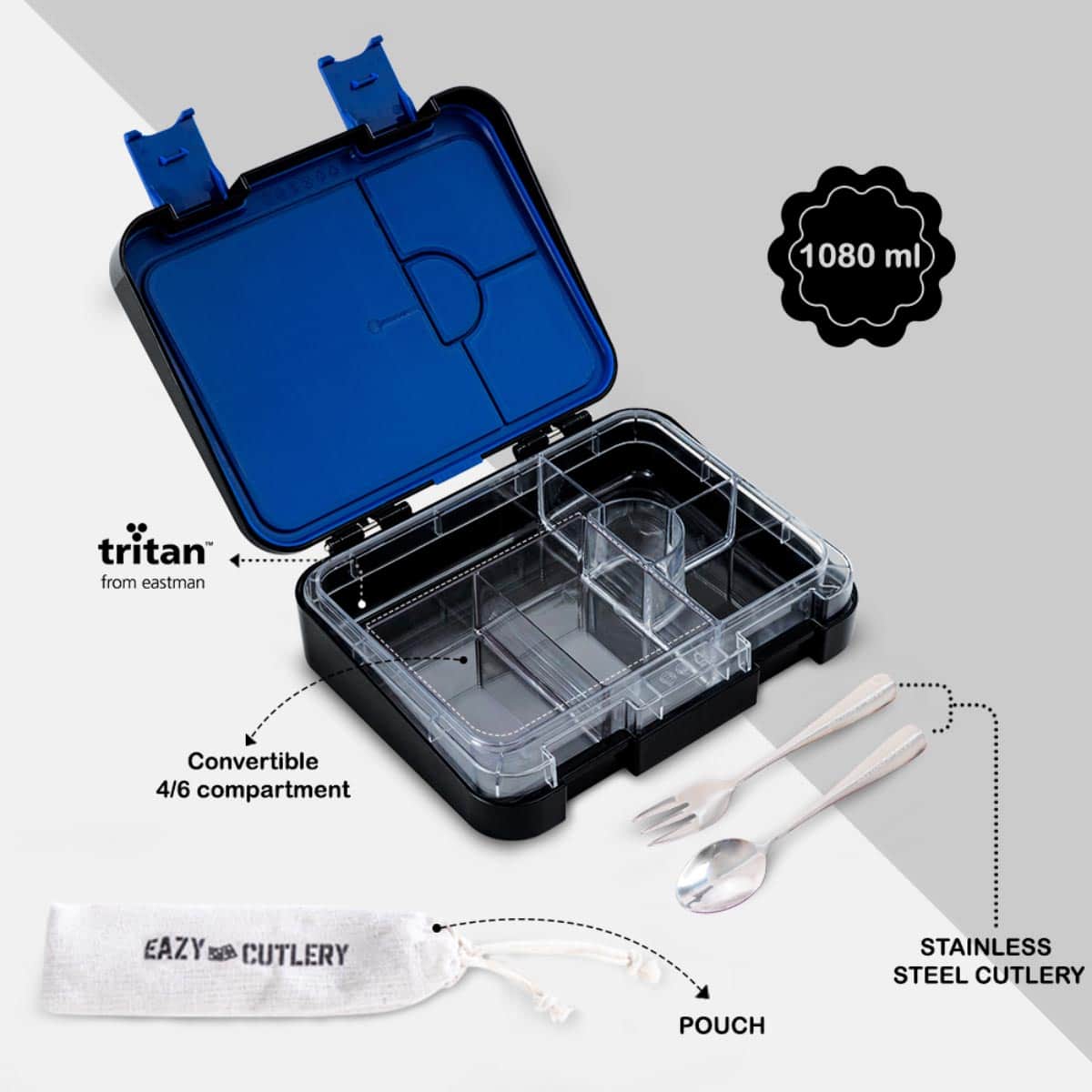 Eazy Kids Gamer Convertible Bento Lunch Box with Insulated Lunch Bag
