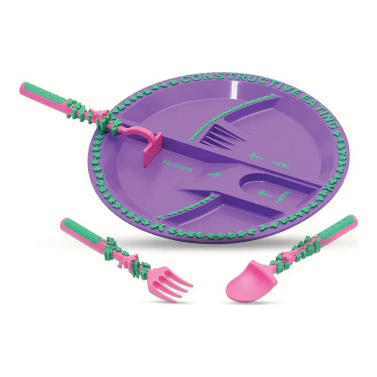 Eazy Kids Gardening Feeding Plate with Spoon, Fork & Pusher Set