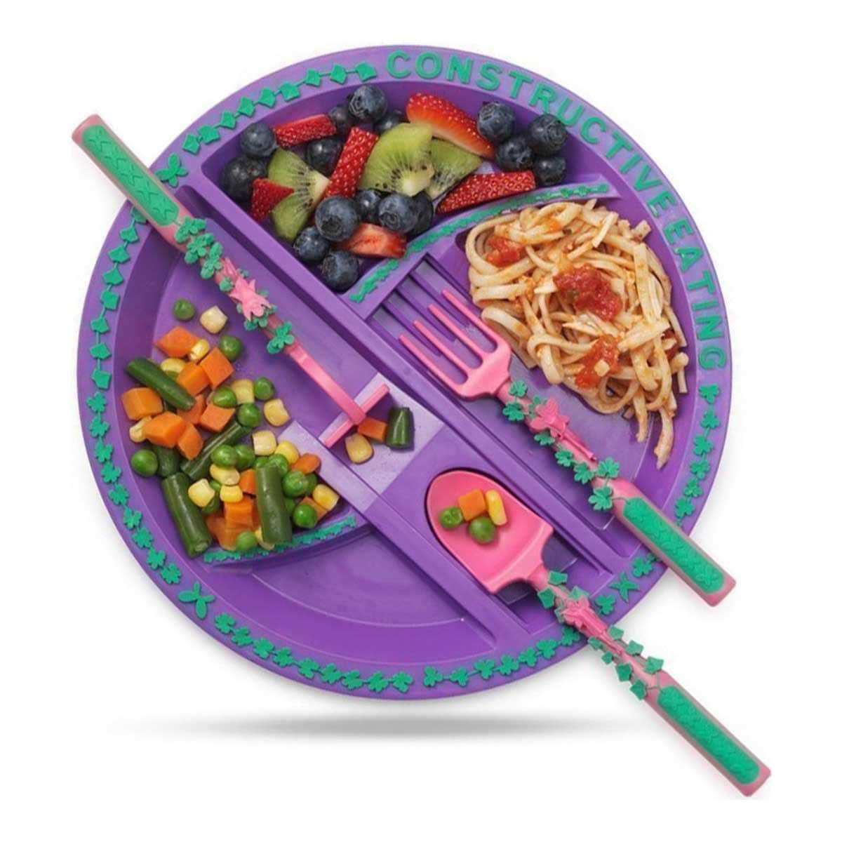 Eazy Kids Gardening Feeding Plate with Spoon, Fork & Pusher Set