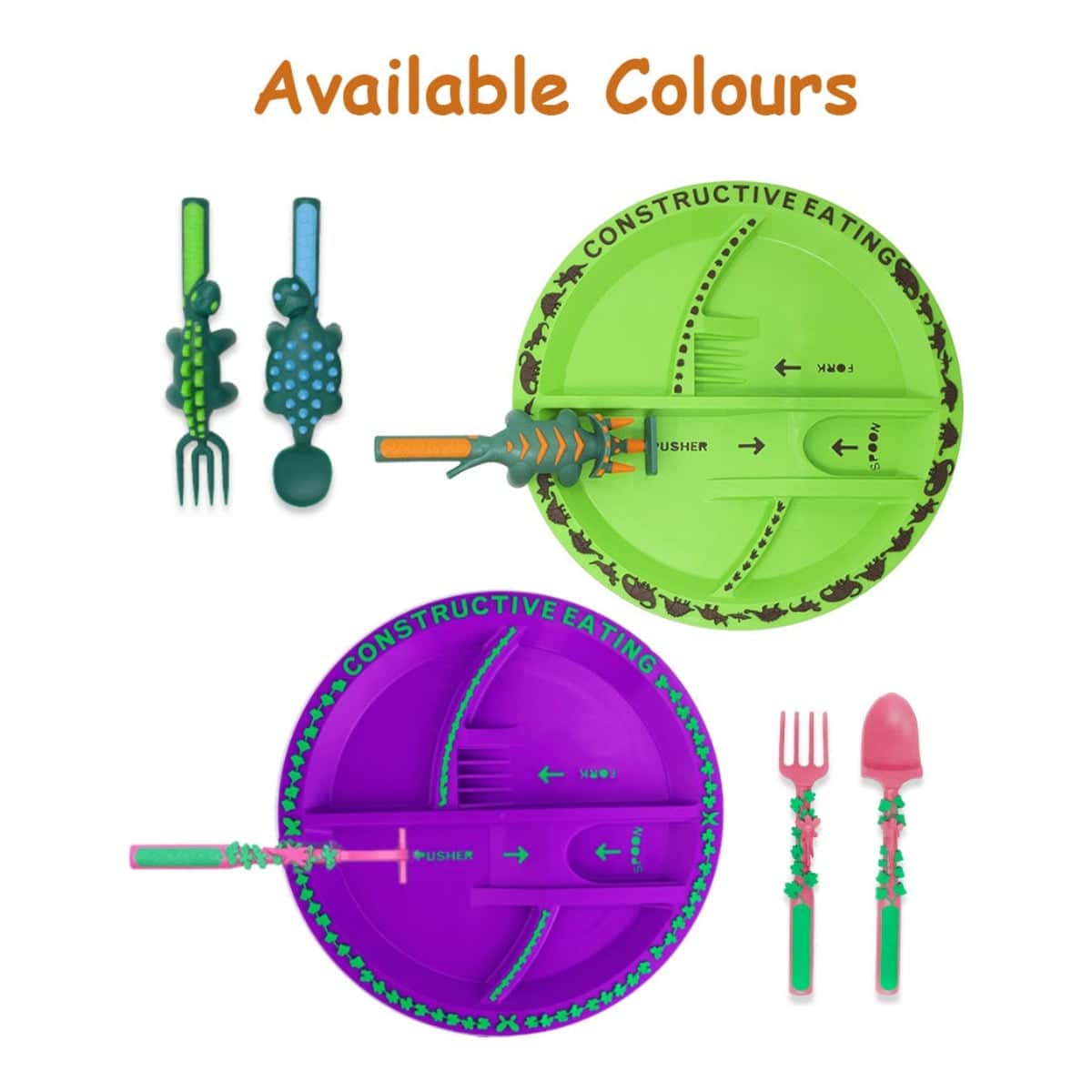 Eazy Kids Gardening Feeding Plate with Spoon, Fork & Pusher Set