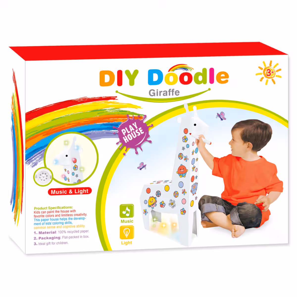 Eazy Kids Giraffe DIY Doodle Coloring Art Kit Unisex, 3-4 Years
