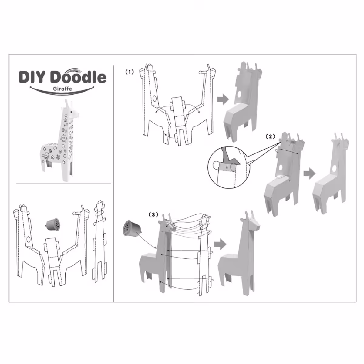 Eazy Kids Giraffe DIY Doodle Coloring Art Kit Unisex, 3-4 Years