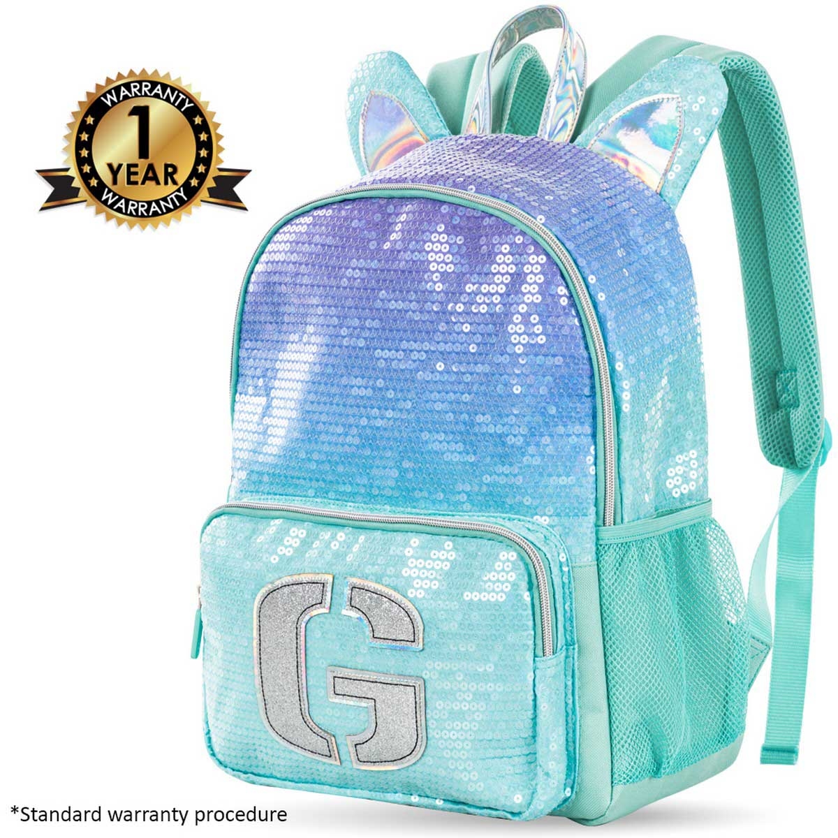 Eazy Kids Girl Glitter School Bag with Stainless Steel Water Bottle