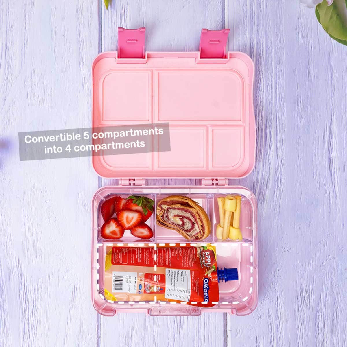 Eazy Kids Girl Power 5 & 4 Convertible Bento Lunch Box with Sandwich Cutter Set