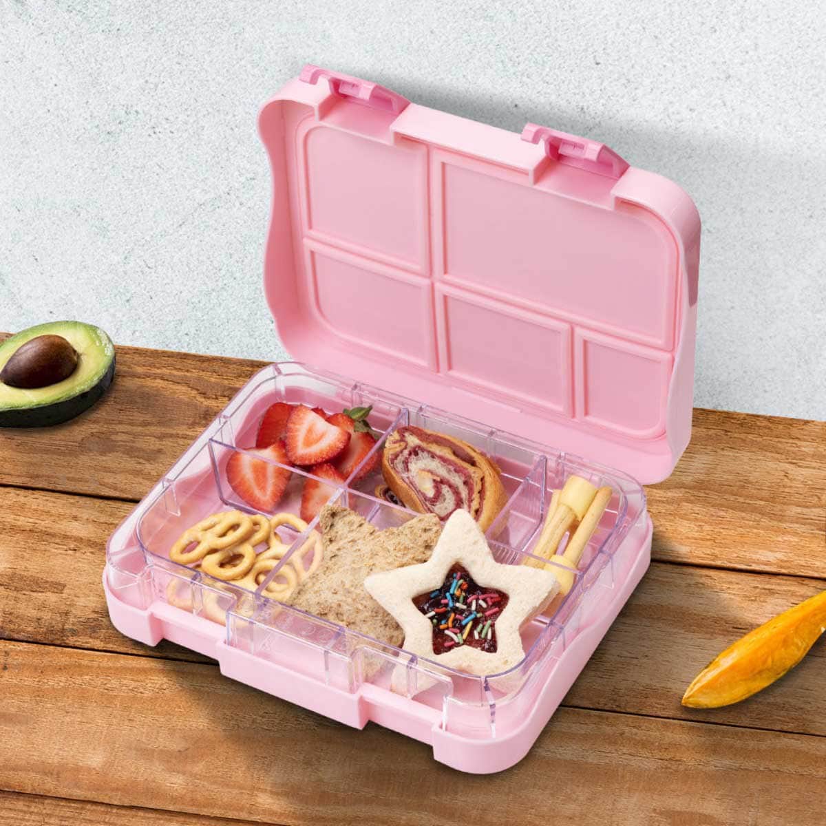 Eazy Kids Girl Power 5 & 4 Convertible Bento Lunch Box with Sandwich Cutter Set