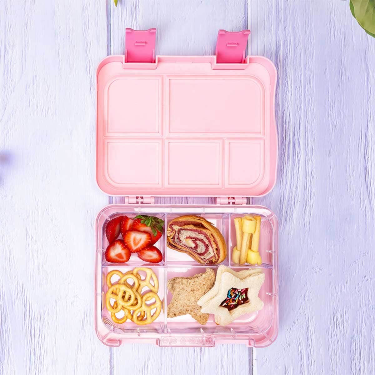 Eazy Kids Girl Power 5 & 4 Convertible Bento Lunch Box with Sandwich Cutter Set