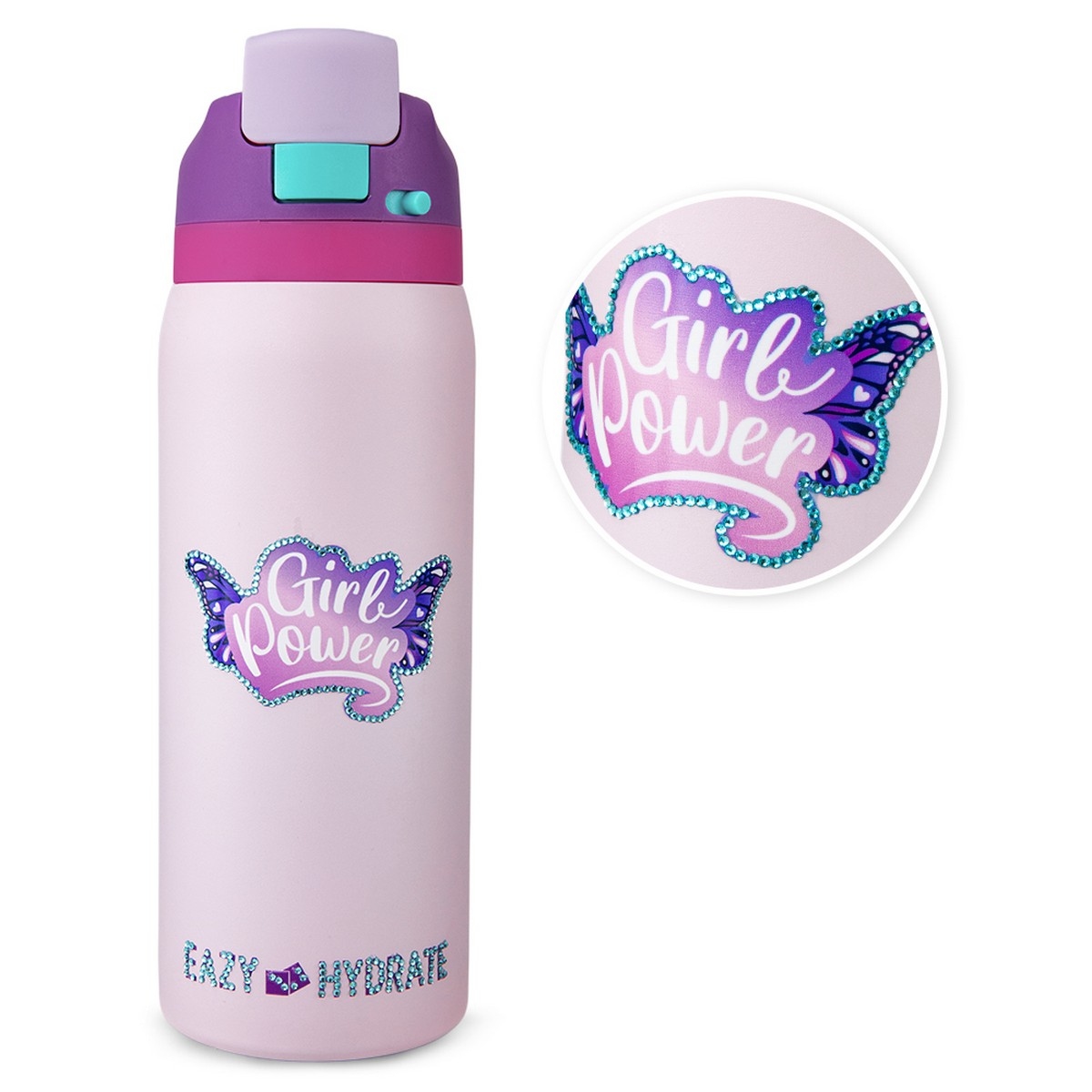 Eazy Kids Girl Power School Bag with Stainless Steel Water Bottle