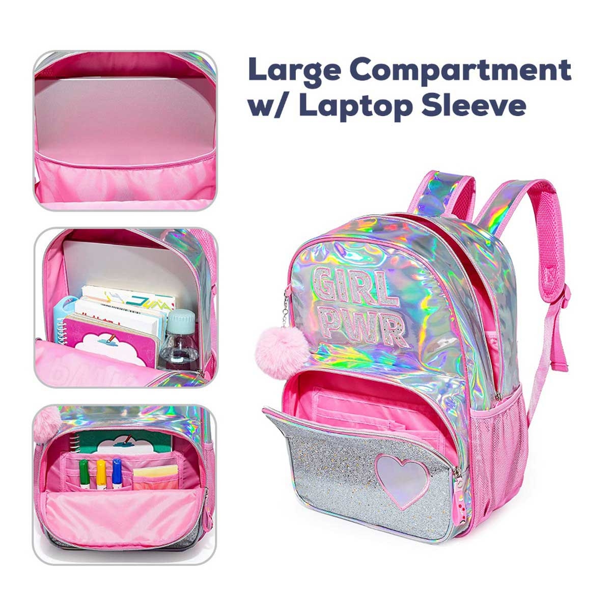 Eazy Kids Girl Power School Bag with Stainless Steel Water Bottle
