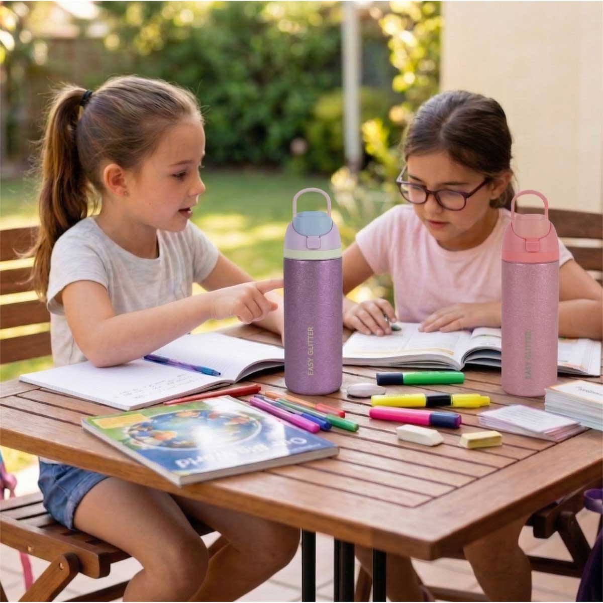Eazy Kids Convertible Bento Lunch Box with 720ml Stainless Steel Water Bottle
