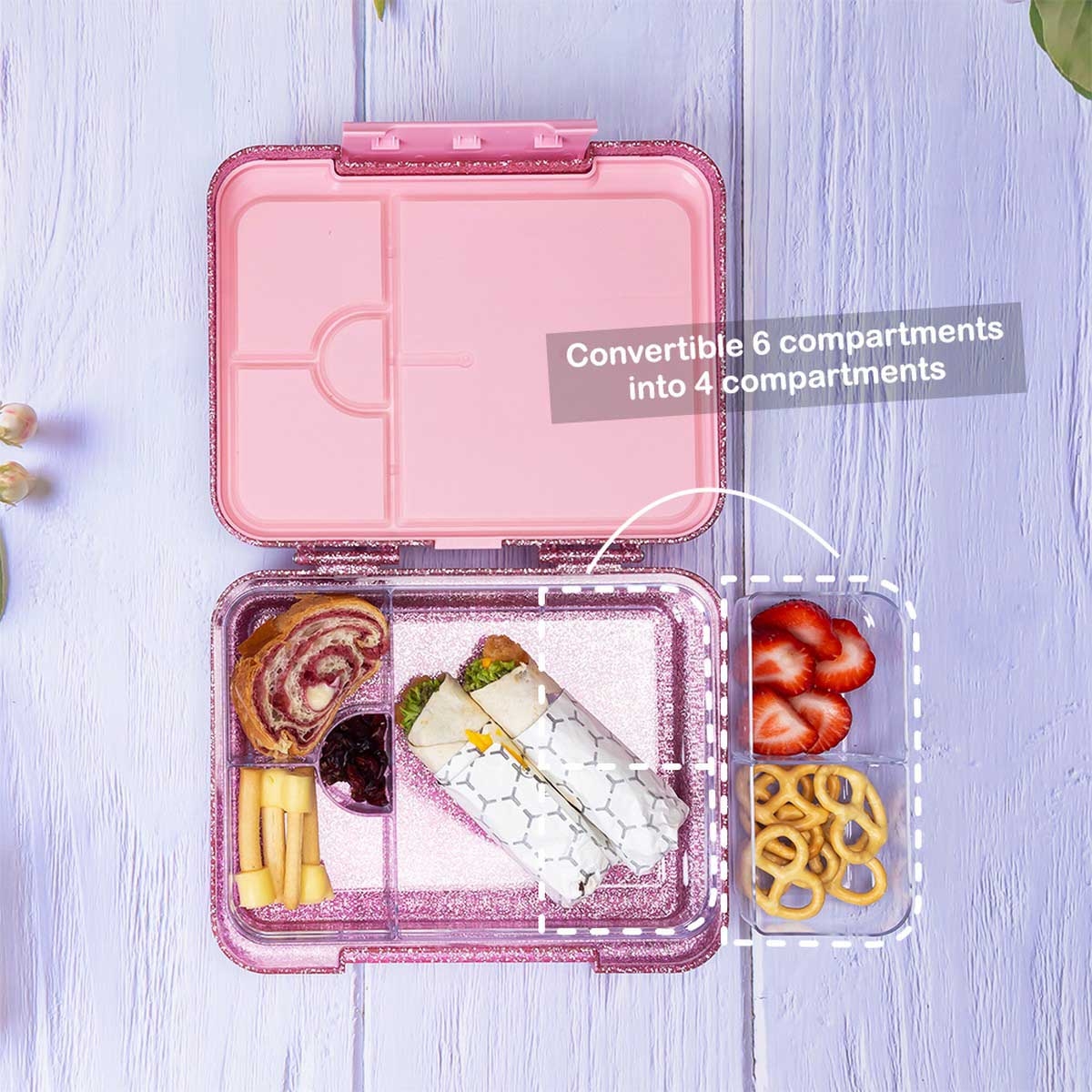 Eazy Kids Convertible Bento Lunch Box with 720ml Stainless Steel Water Bottle
