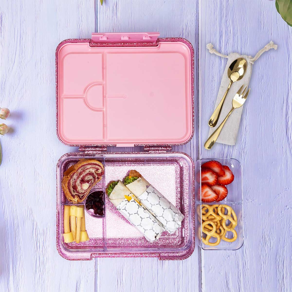 Eazy Kids Convertible Bento Lunch Box with 720ml Stainless Steel Water Bottle