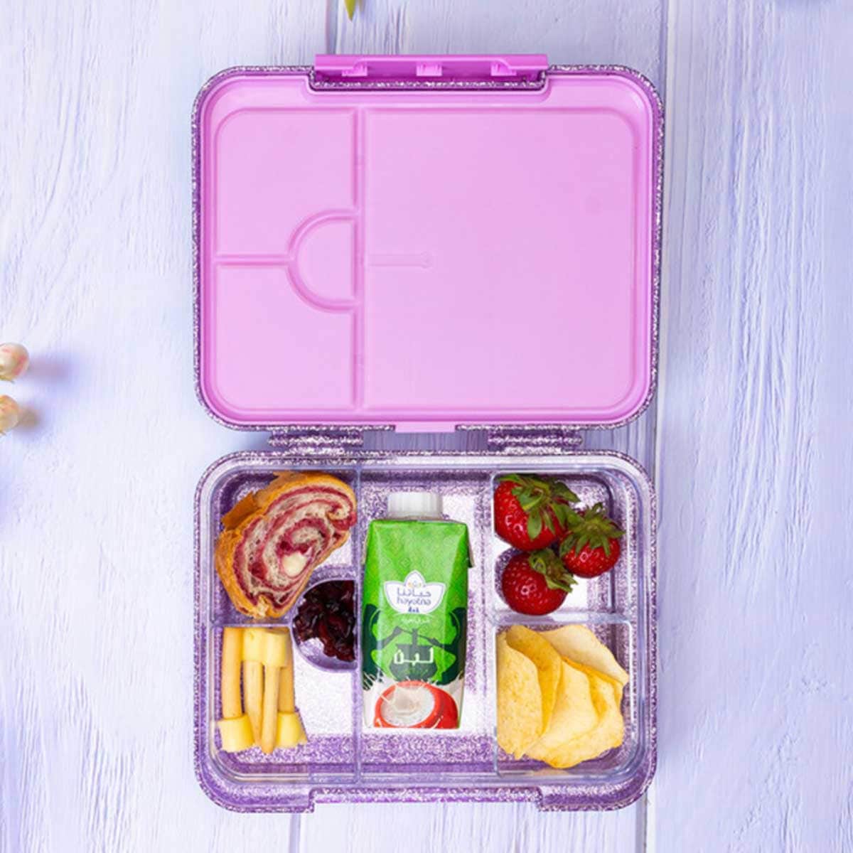 Eazy Kids Glitter Purple 6 & 4 Convertible Bento Lunch Box