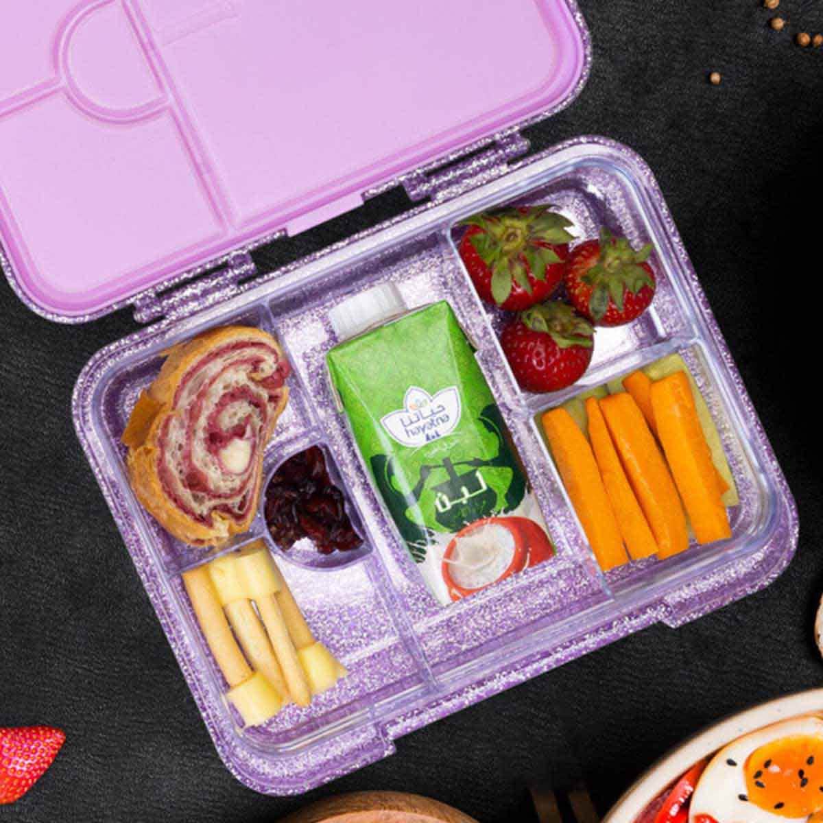 Eazy Kids Glitter Purple 6 & 4 Convertible Bento Lunch Box