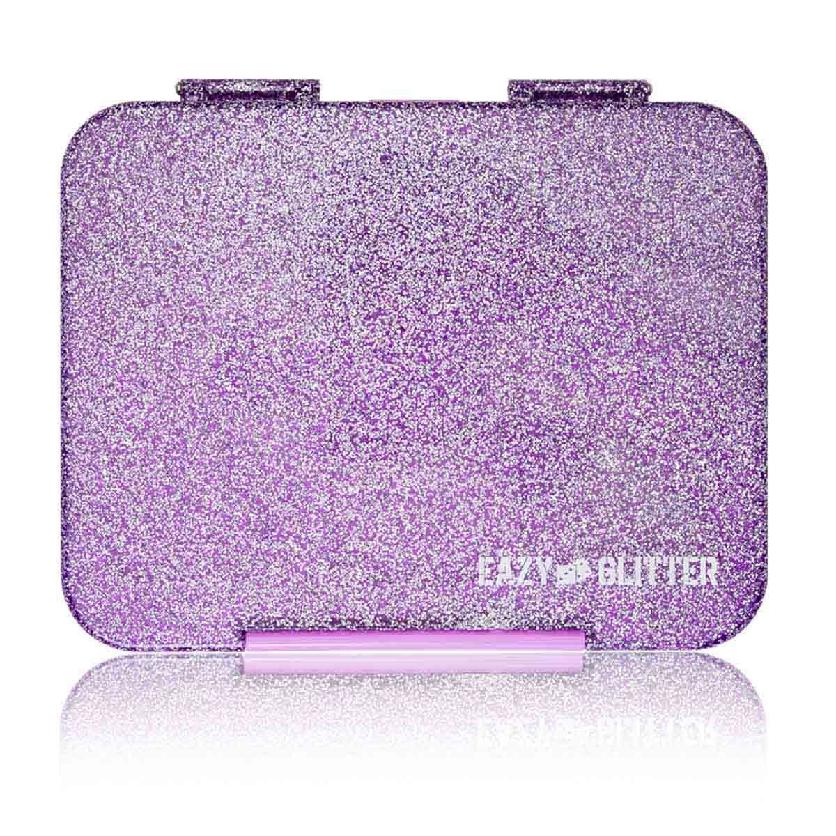 Eazy Kids Glitter Purple 6 & 4 Convertible Bento Lunch Box with Lunch Bag Set Unisex, 3-4 Years
