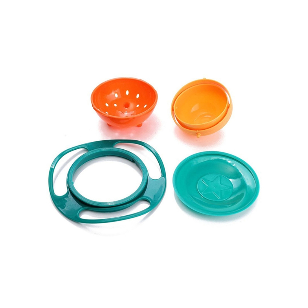 Eazy Kids Green Gyro Spill Proof Bowl with Lid Toddler, 0-2 Years